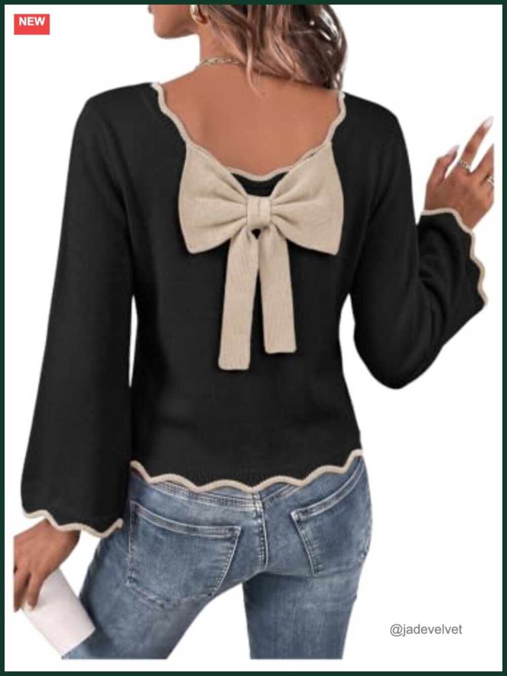 Reversible 2-in-1 Knit Sweater Long Sleeve Flare Sleeve Crop Pullover